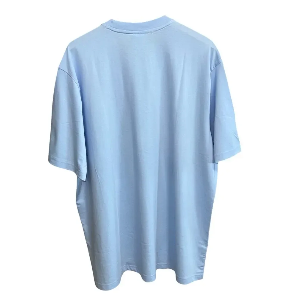 adidas LT Light Blue Black Logo Cotton Men's T-Shirt Short Sleeve SZ/L